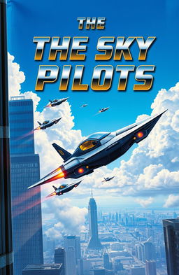 A captivating book cover for a science fiction novel titled 'The Sky Pilots'