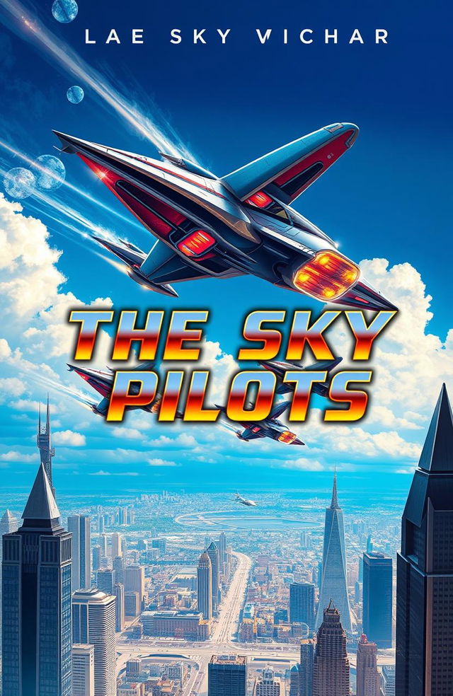 A captivating book cover for a science fiction novel titled 'The Sky Pilots'