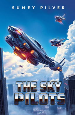 A captivating book cover for a science fiction novel titled 'The Sky Pilots'