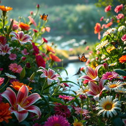 A stunningly beautiful close-up of a lush garden at dawn