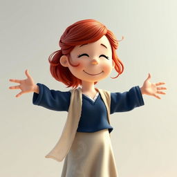 A Peanuts cartoon character dressed as Rose from Romeo and Juliet, featuring red, lightly curled hair styled in a loose half-up do with a few natural strands falling down