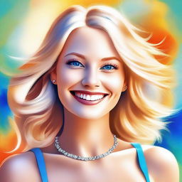 A digital art piece showcasing a stunning blonde woman