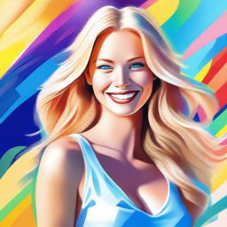 A digital art piece showcasing a stunning blonde woman