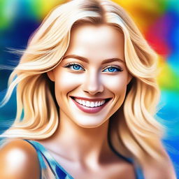 A digital art piece showcasing a stunning blonde woman