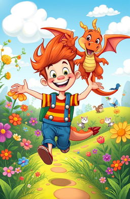 A whimsical illustration of Wacky, a colorful, cartoonish character, embarking on exciting adventures in a vibrant fantasy world