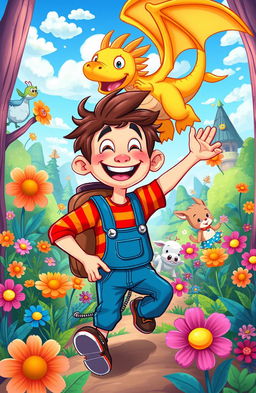 A whimsical illustration of Wacky, a colorful, cartoonish character, embarking on exciting adventures in a vibrant fantasy world