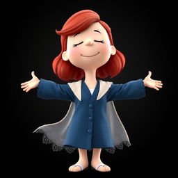 A Peanuts cartoon character dressed as Rose from Titanic, featuring red, lightly curled hair styled in a loose half-up do with a few natural strands falling down
