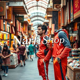 A beautiful poster of Istanbul's vibrant bazaar, showcasing a bustling marketplace filled with colorful stalls, dynamic people, and rich textiles