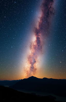 A breathtaking view of the Milky Way galaxy filled with a multitude of stars in various colors, swirling clouds of gas and dust, and vibrant nebulae lighting up the cosmic scene