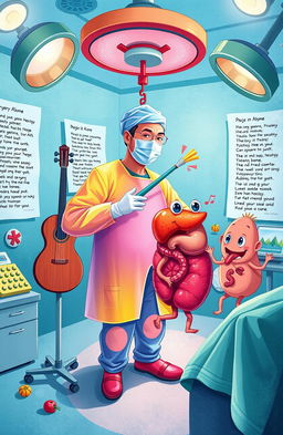 A captivating artistic illustration inspired by the theme of 'Surgery in Rhyme' by Amjad Alnimer
