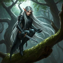 A mysterious and enchanting phantom rogue elf character from a fantasy role-playing game