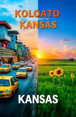 A vibrant, colorful fusion image representing the journey from Kolkata to Kansas