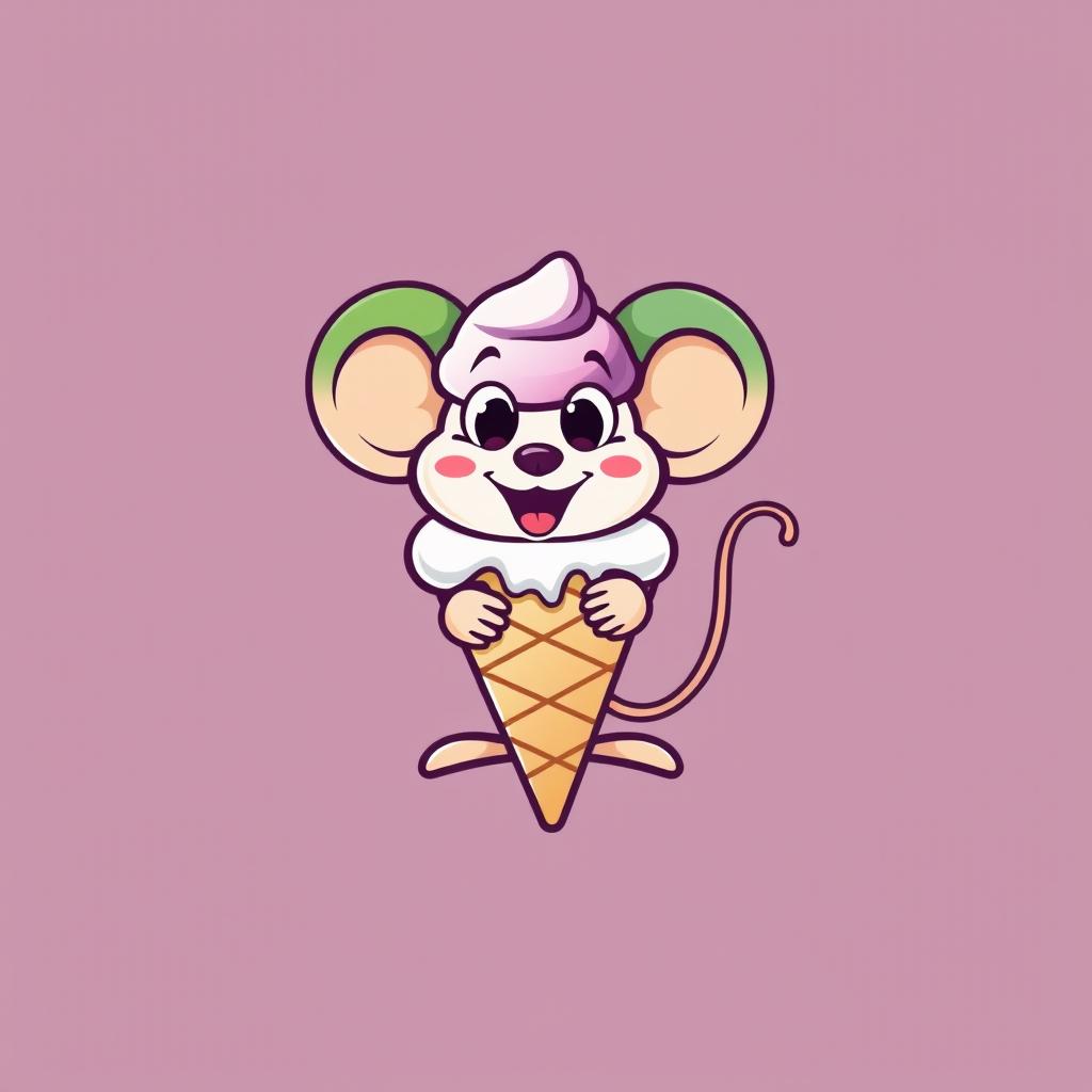 A playful and colorful logo design featuring a cartoon-style ice cream mouse