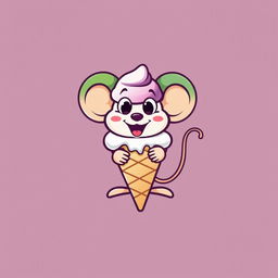 A playful and colorful logo design featuring a cartoon-style ice cream mouse