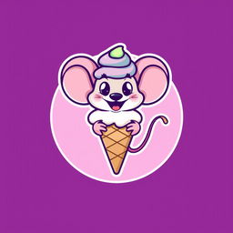 A playful and colorful logo design featuring a cartoon-style ice cream mouse