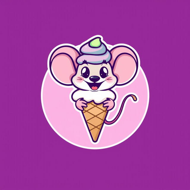 A playful and colorful logo design featuring a cartoon-style ice cream mouse