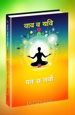 A vibrant and inspiring book cover design for a health and wellness book titled 'स्वास्थ्य और भविष्य' ('Health and Future') by Dr