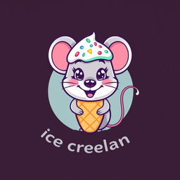 A fun and whimsical logo design featuring a cartoon-style ice cream mouse