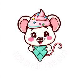 A fun and whimsical logo design featuring a cartoon-style ice cream mouse