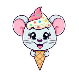A fun and whimsical logo design featuring a cartoon-style ice cream mouse