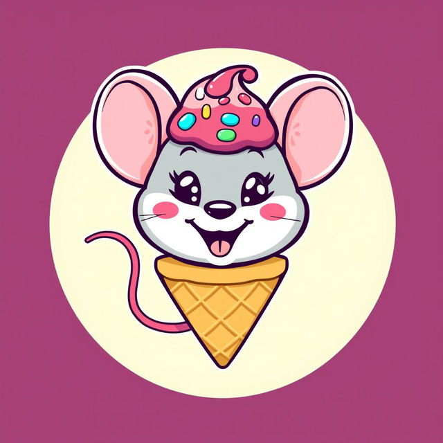 A fun and whimsical logo design featuring a cartoon-style ice cream mouse