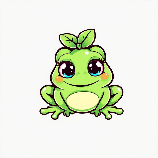 A charming and playful logo design featuring a cartoon-style mint frog