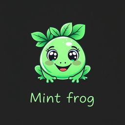 A charming and playful logo design featuring a cartoon-style mint frog