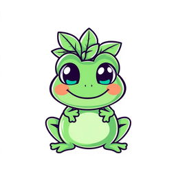 A charming and playful logo design featuring a cartoon-style mint frog