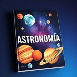 A captivating book cover design featuring the title 'Astronomía' prominently displayed in bold, modern typography