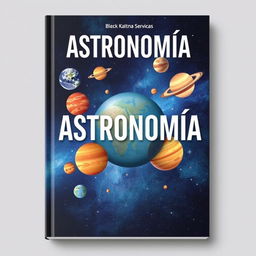 A captivating book cover design featuring the title 'Astronomía' prominently displayed in bold, modern typography