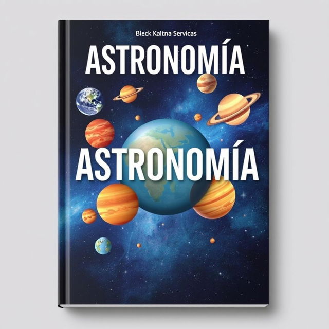 A captivating book cover design featuring the title 'Astronomía' prominently displayed in bold, modern typography