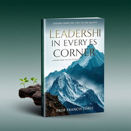 A striking book cover design titled 'Leadership in Every Corner: Lessons from the Tiny to the Mighty'