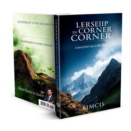A striking book cover design titled 'Leadership in Every Corner: Lessons from the Tiny to the Mighty'