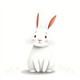A charming and adorable large white bunny is portrayed in the whimsical style of Jon Klassen, characterized by its playful and simplistic aesthetics