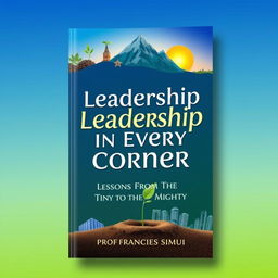 A visually captivating book cover for 'Leadership in Every Corner: Lessons from the Tiny to the Mighty'