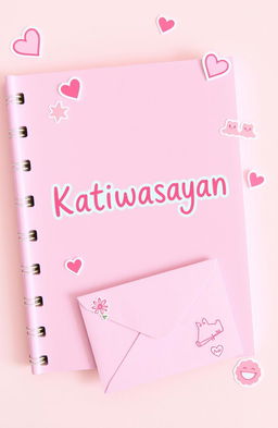 A cute slam book design featuring a lovely shade of pink, adorned with the word 'Katiwasayan' in a playful, whimsical font