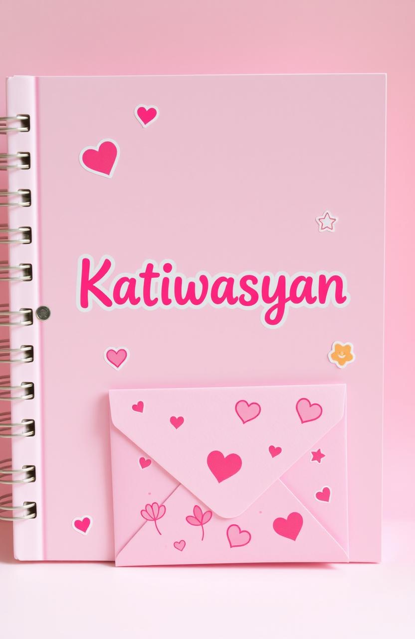 A cute slam book design featuring a lovely shade of pink, adorned with the word 'Katiwasayan' in a playful, whimsical font