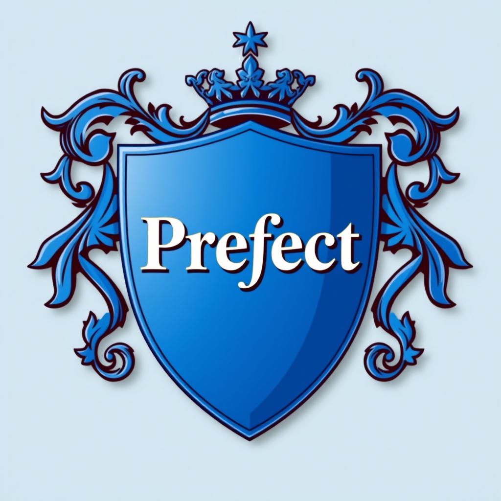 An eye-catching coat of arms featuring the word 'Prefect' prominently displayed
