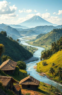 A serene landscape depicting the hills of Samia, Luhya land, illustrating a picturesque view of life in the village