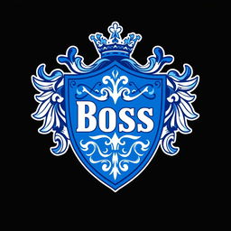A striking coat of arms design featuring the word 'Boss' prominently displayed in the center