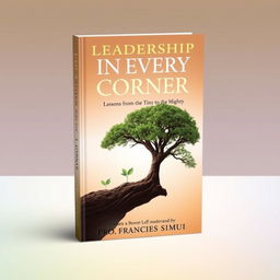 A captivating book cover design for 'Leadership in Every Corner: Lessons from the Tiny to the Mighty' by Prof