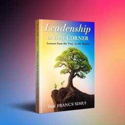A captivating book cover design for 'Leadership in Every Corner: Lessons from the Tiny to the Mighty' by Prof