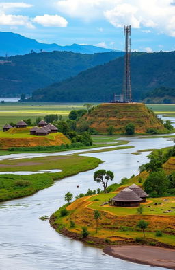 A picturesque view of the Samia region in Luhya land, showcasing a river flowing from north to south with lush greenery