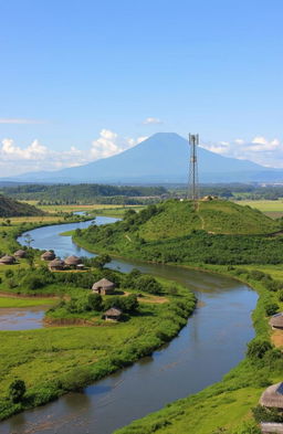 A picturesque view of the Samia region in Luhya land, showcasing a river flowing from north to south with lush greenery
