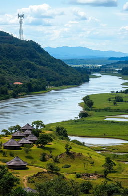 A picturesque view of the Samia region in Luhya land, showcasing a river flowing from north to south with lush greenery