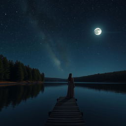 A captivating night sky filled with twinkling stars over a serene lake reflecting the celestial objects above