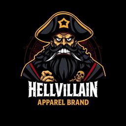 A logo design featuring the name 'HELLVILLAIN APPAREL BRAND' in bold, striking typography with a dark and edgy aesthetic
