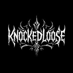 A striking metal band logo featuring the word 'KNOCKEDLOOSE' designed in a bold, gothic font