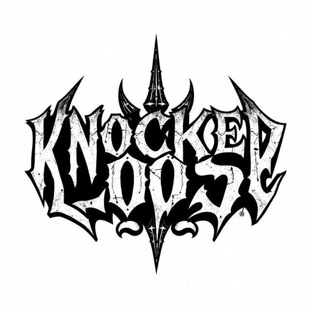 A striking metal band logo featuring the word 'KNOCKEDLOOSE' designed in a bold, gothic font