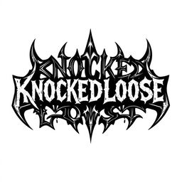 A striking metal band logo featuring the word 'KNOCKEDLOOSE' designed in a bold, gothic font